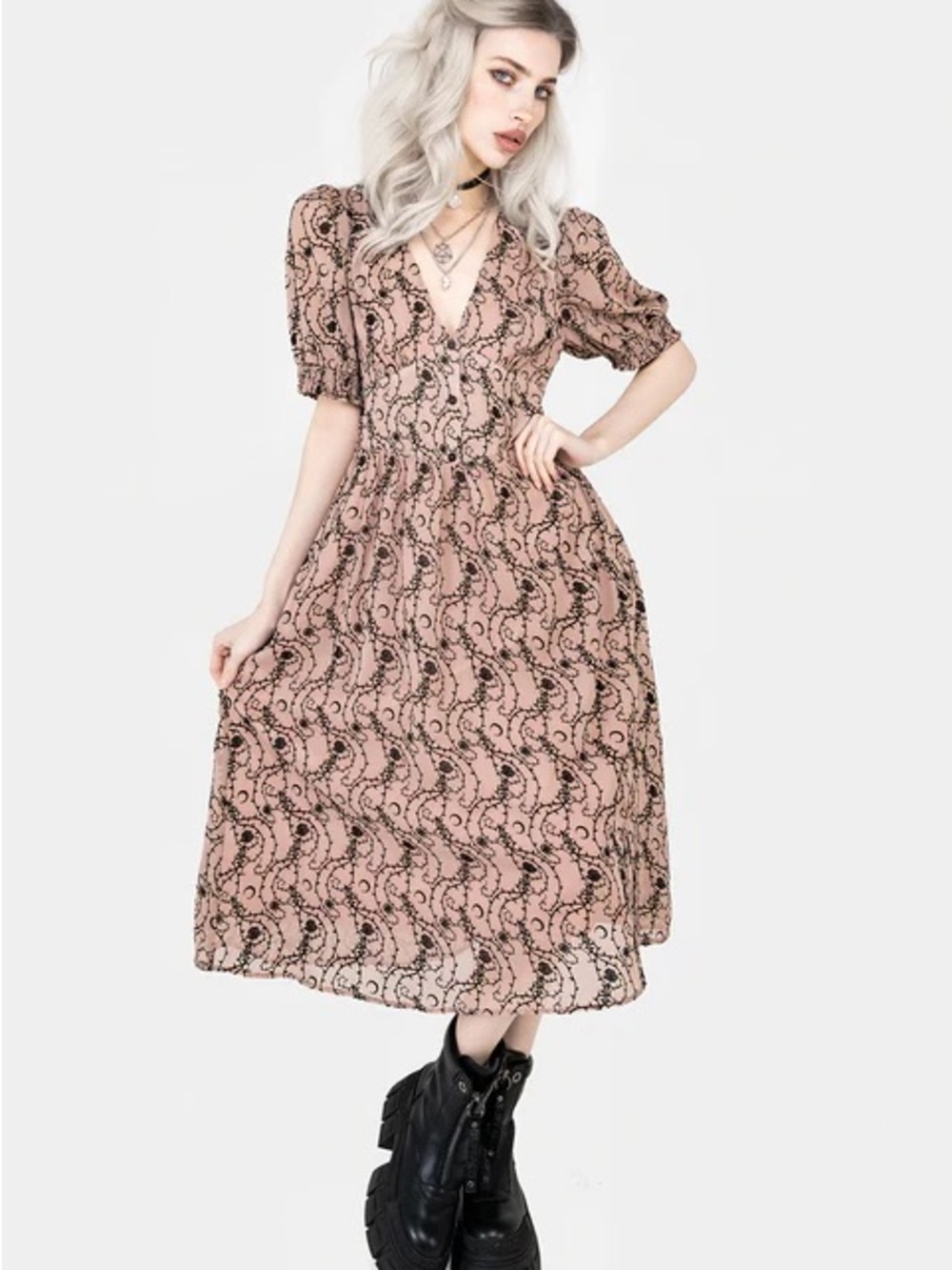Disturbia Rosethorn Pink Midi Dress